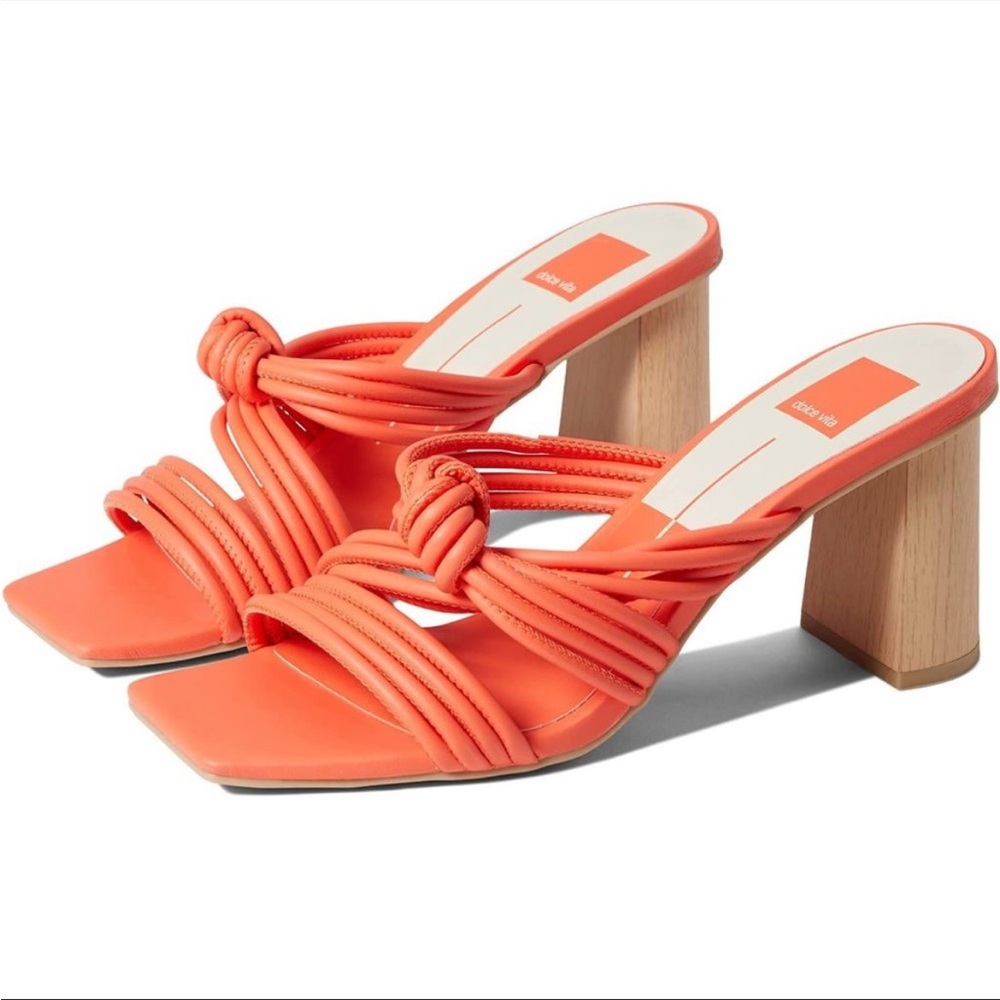 Dolce Vita Pima Persimmon Stella Leather Block Heel Strappy Sandals size 8